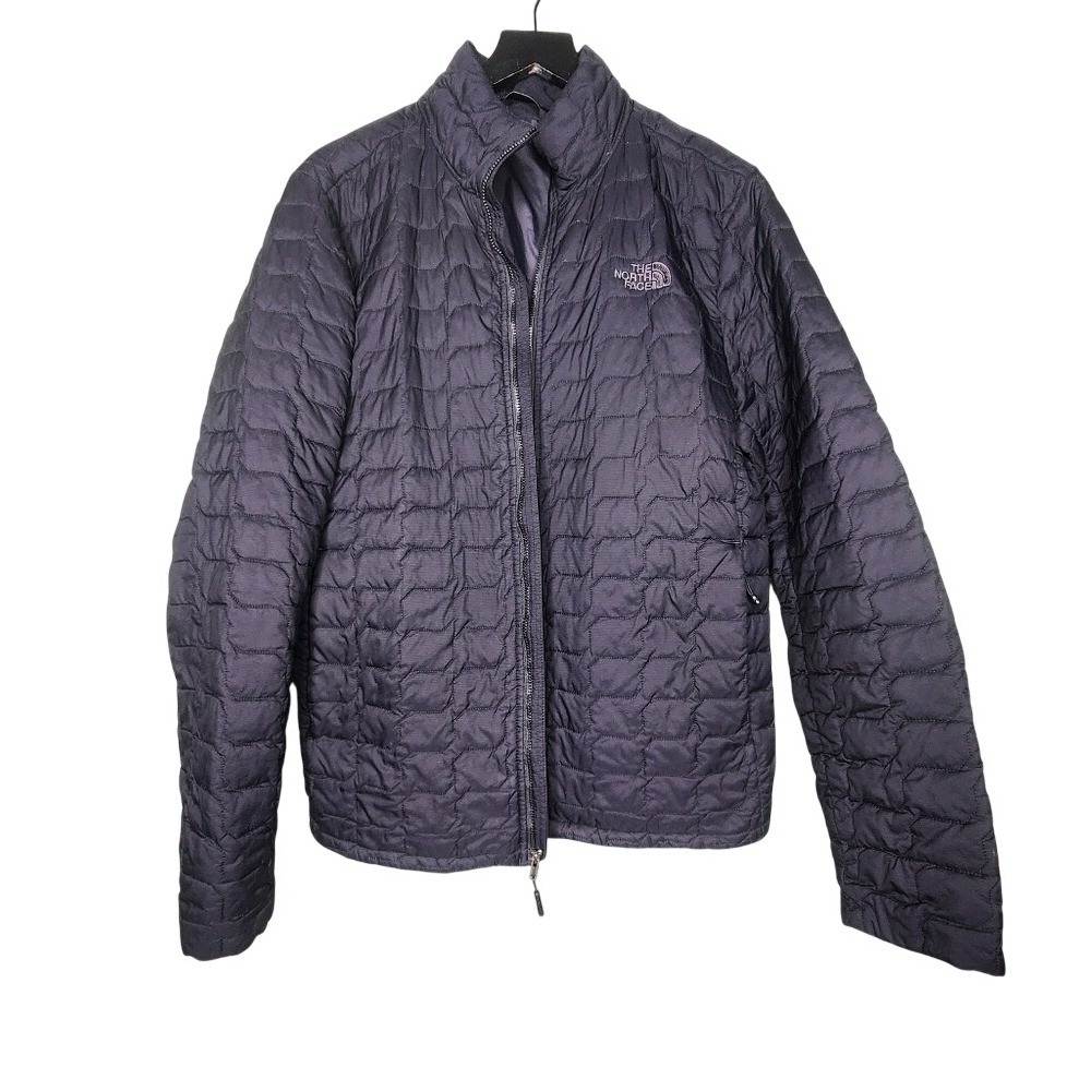 The North Face Thermoball Quilted‎ Puffer Womens Jacket Black Side Zip Pockets L